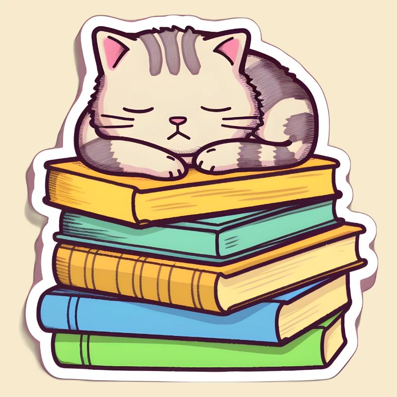 Schlafende Bücherkatze