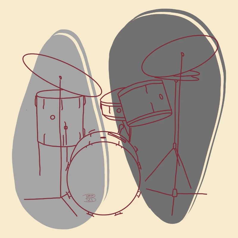 "Drums", Boho Line Art Design, Series "Music"