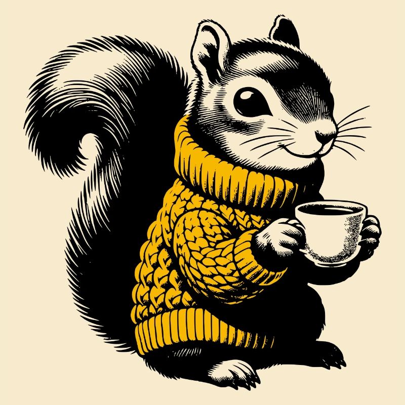 Squirrel in turtleneck sweater