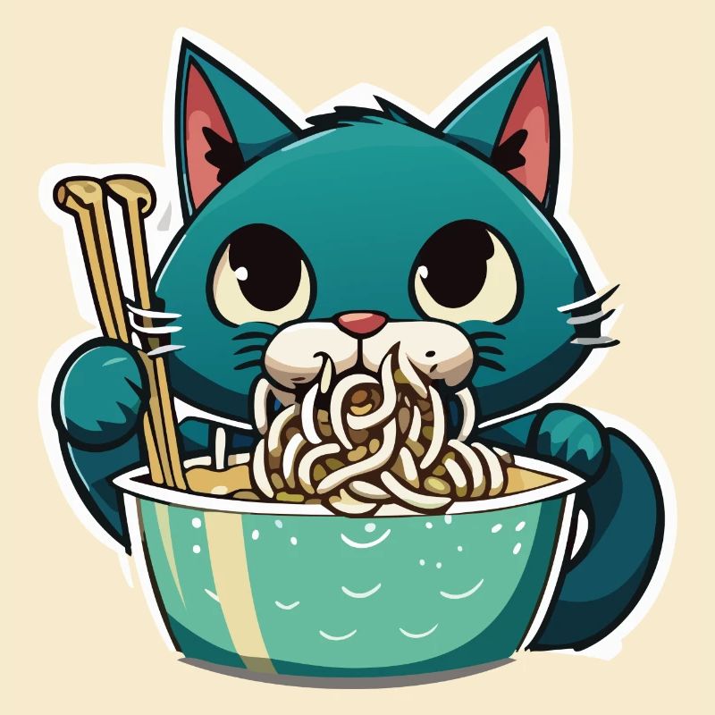 Cat Eats Instant Noldes