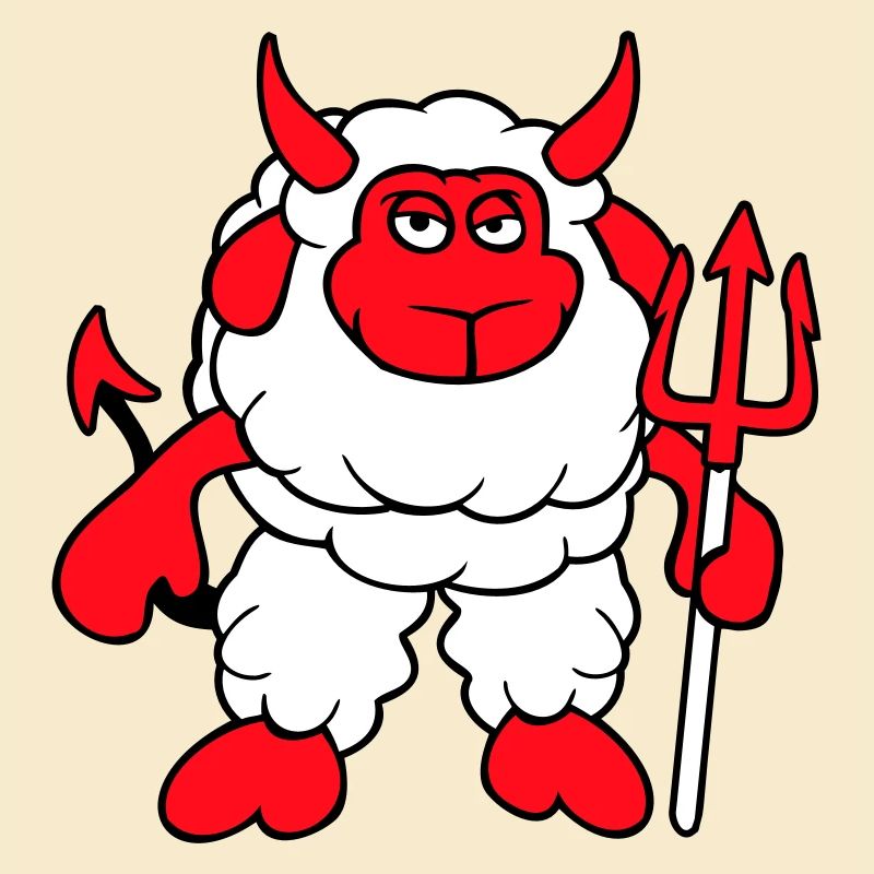 Mouton Diable Satan Enfer Mal Trident Cornes Cool