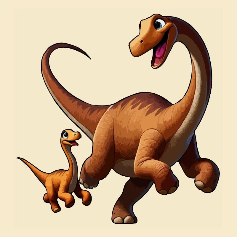 Brachiosaurus Mutter und Kind beim Herumtollen