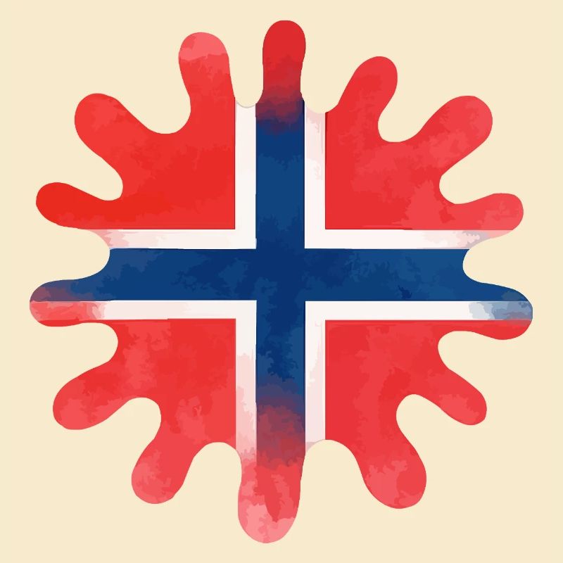 Norway Flag Paint Blobs Blobs