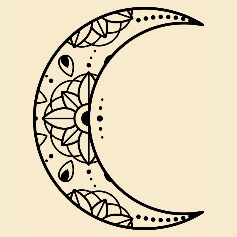 Crescent Moon Boho Minimalistic Illustration