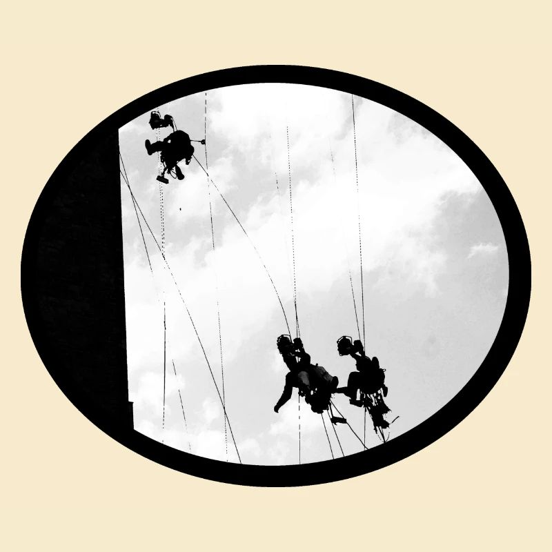 Window cleaner at lofty heights