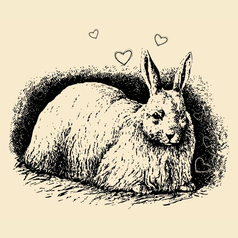 Lapin rétro avec coeurs noir