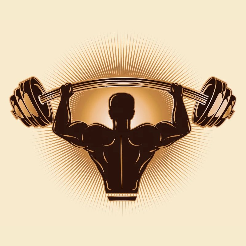 Hantel in der Hand - Bodybuilder mit Gewicht