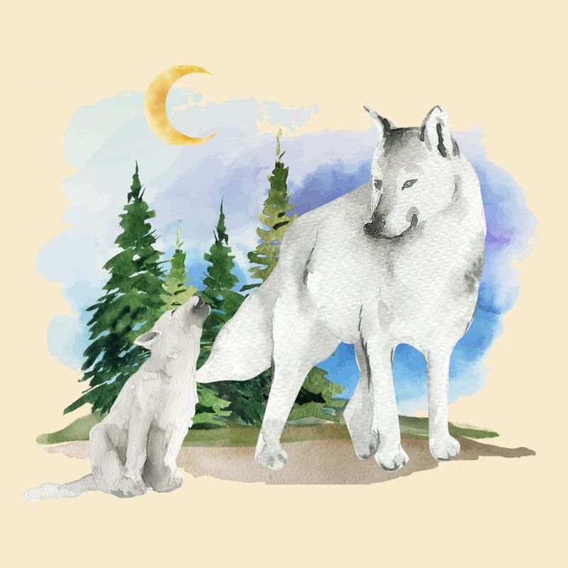 Wolf und Welpe