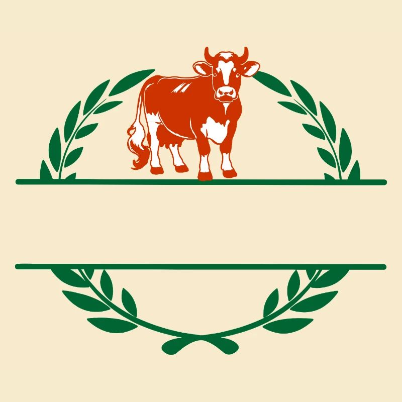 Red & White Cow with Own Text