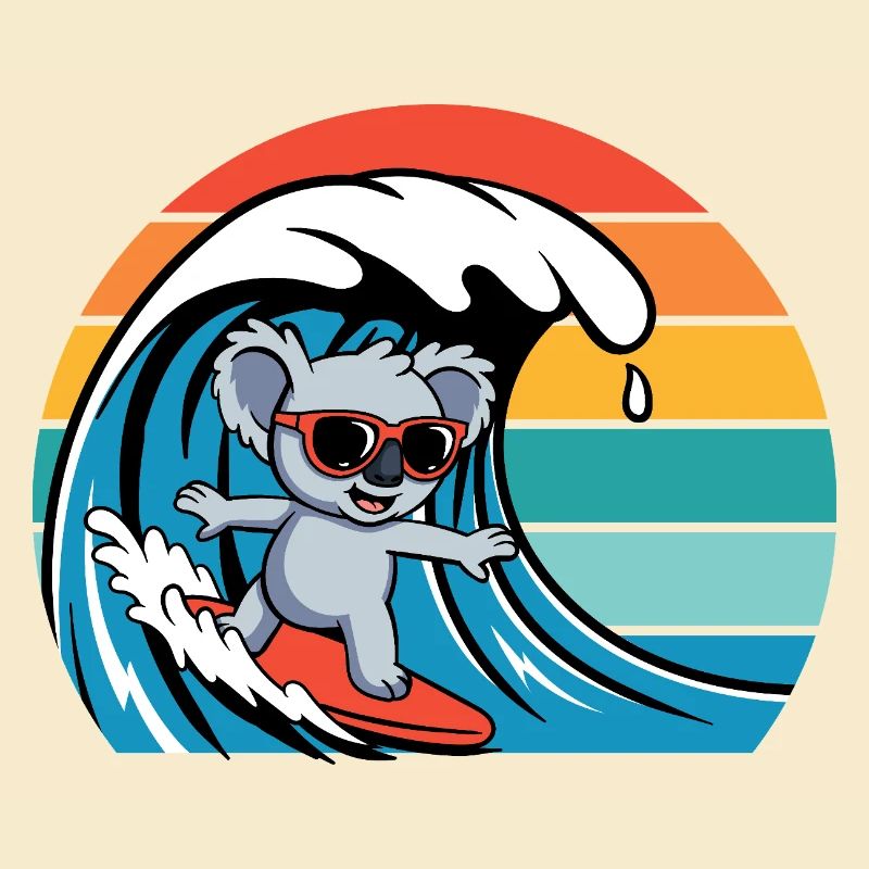 Koalabär Mit Sonnenbrille Retro Surfern Koala