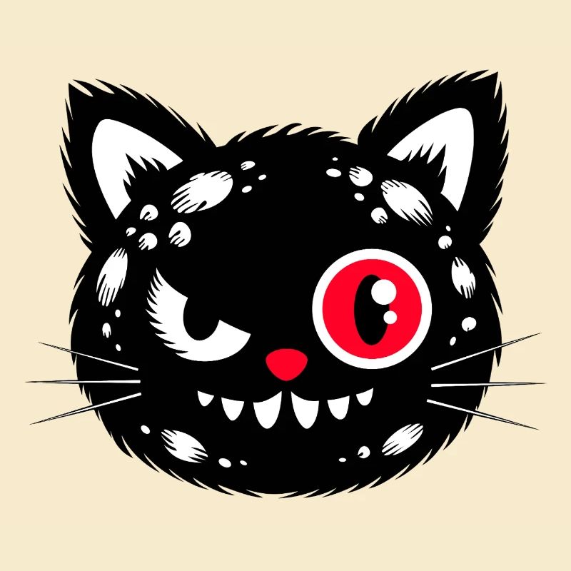Schwarze Katze mit rotem Auge
