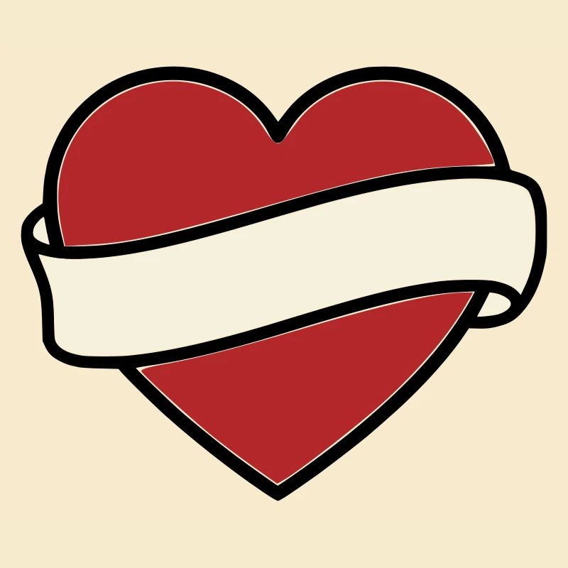 Tattoo Heart Banner Scroll Vector