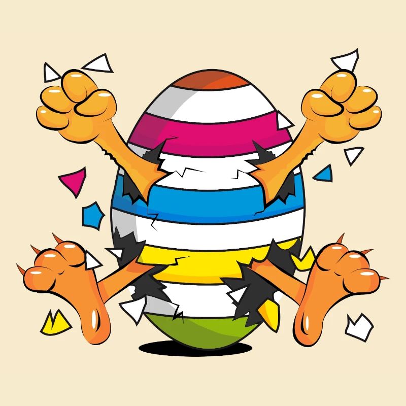 Poussin drôle dans un motif de dessin animé Easter Egg