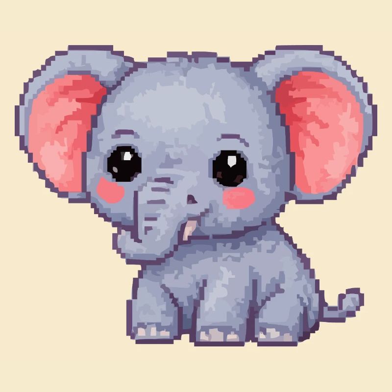 Little Pixel Elephant Cuddly Hero