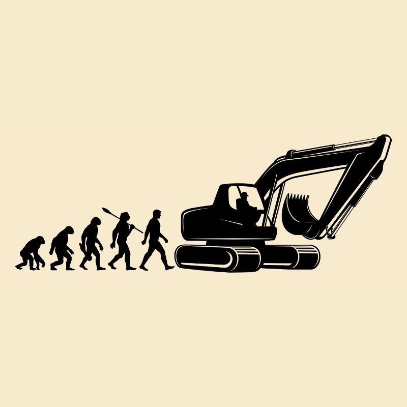 Evolution - conduite d'une excavatrice - chantier de construction, ouvrier du bâtiment