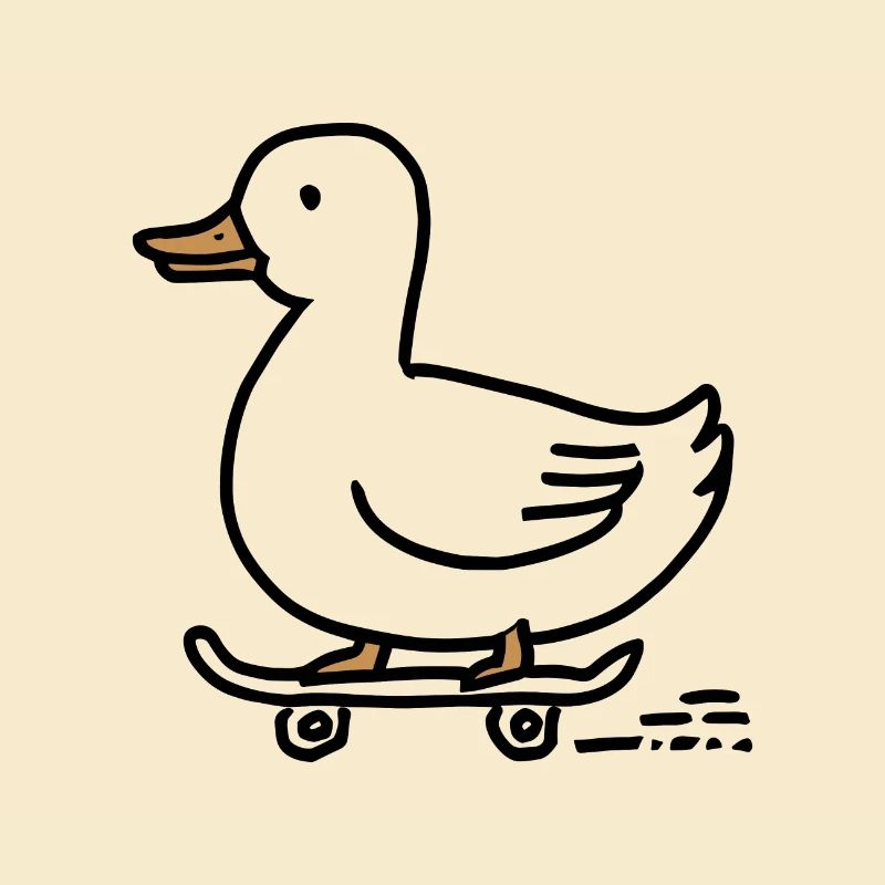 Funny duck on a skateboard for skaters