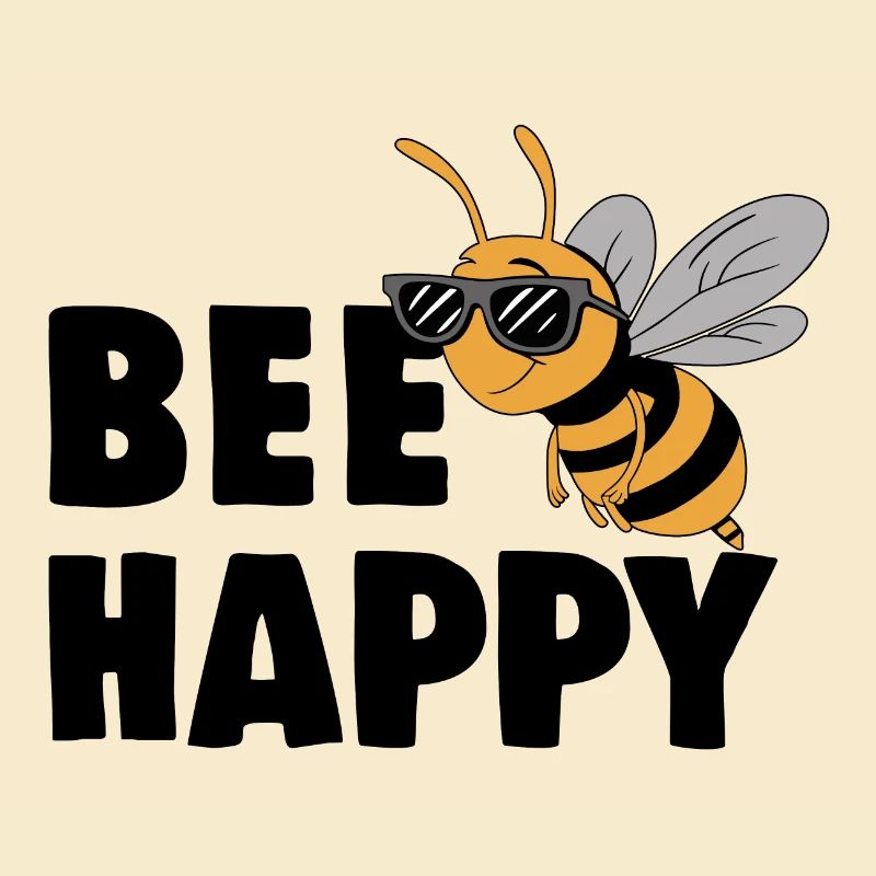 Funny bee with saying Bee Happy