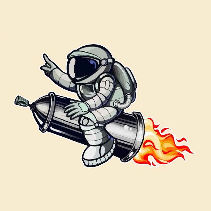 Graffiti astronaut with spray can rocket