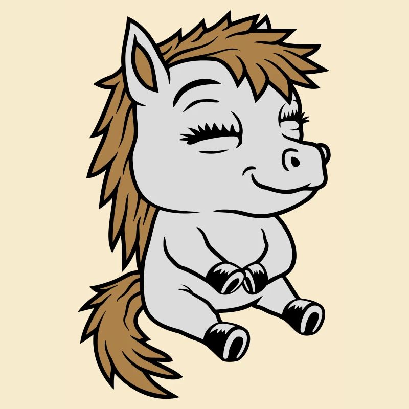 Kleines sitzendes Comic Pony