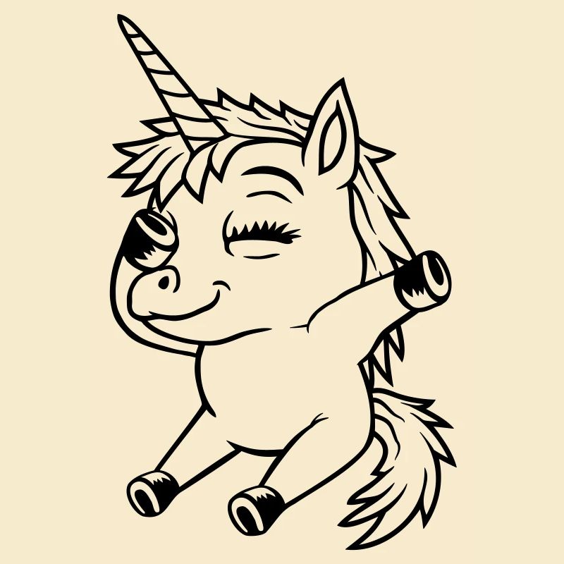 Sitzendes Dabbing Einhorn Mädchen