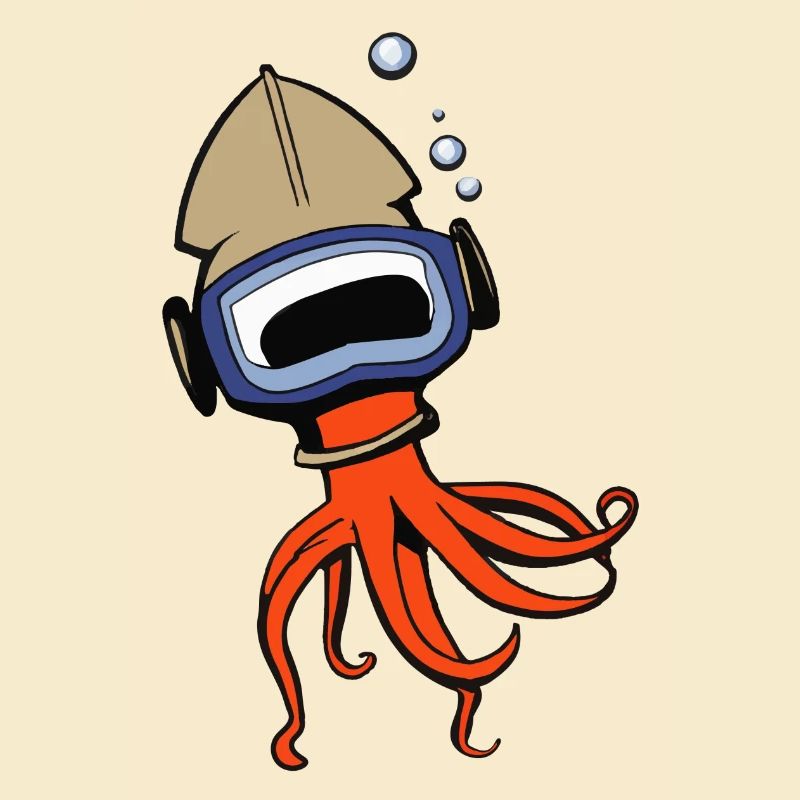 Red little octopus octopus with helmet gift idea