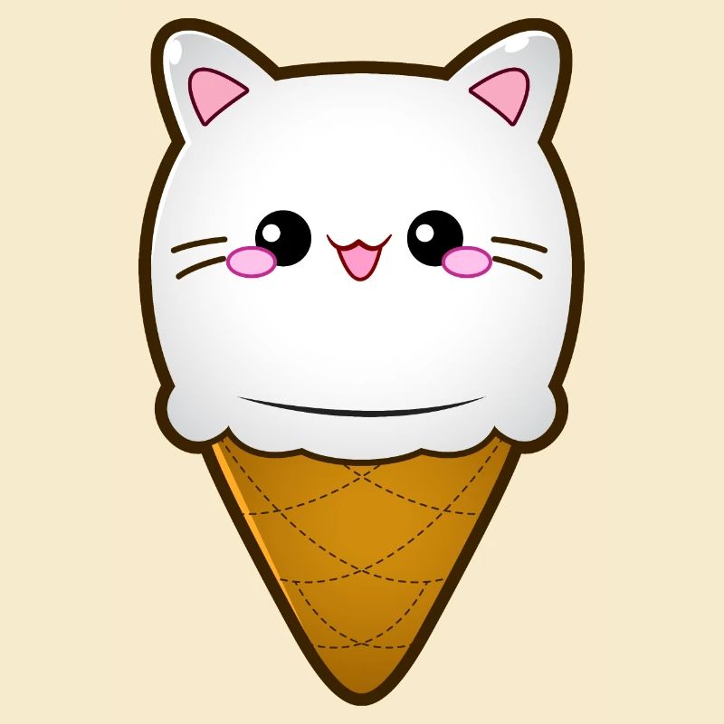Ice Cream Cat Eiscreme Eis Katze Vanille Eiskugel
