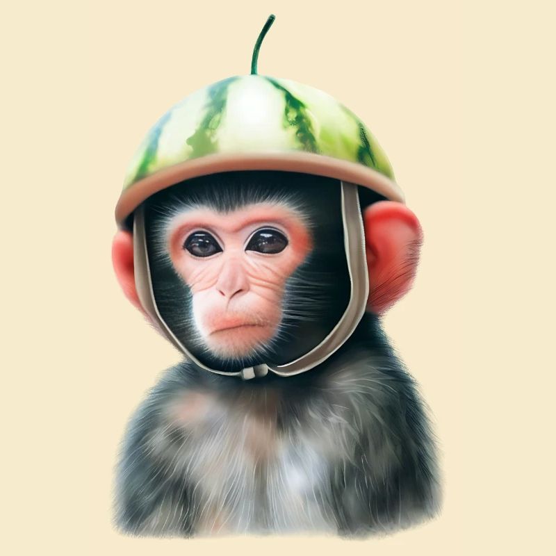 Affe mit Wassermelone