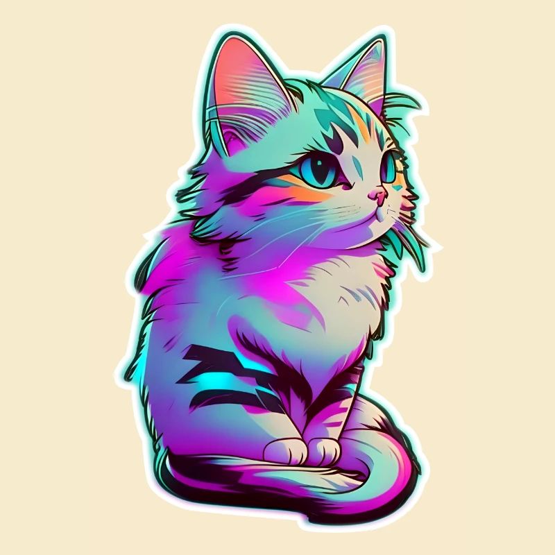 petit chaton eclairage néon - chat mignon