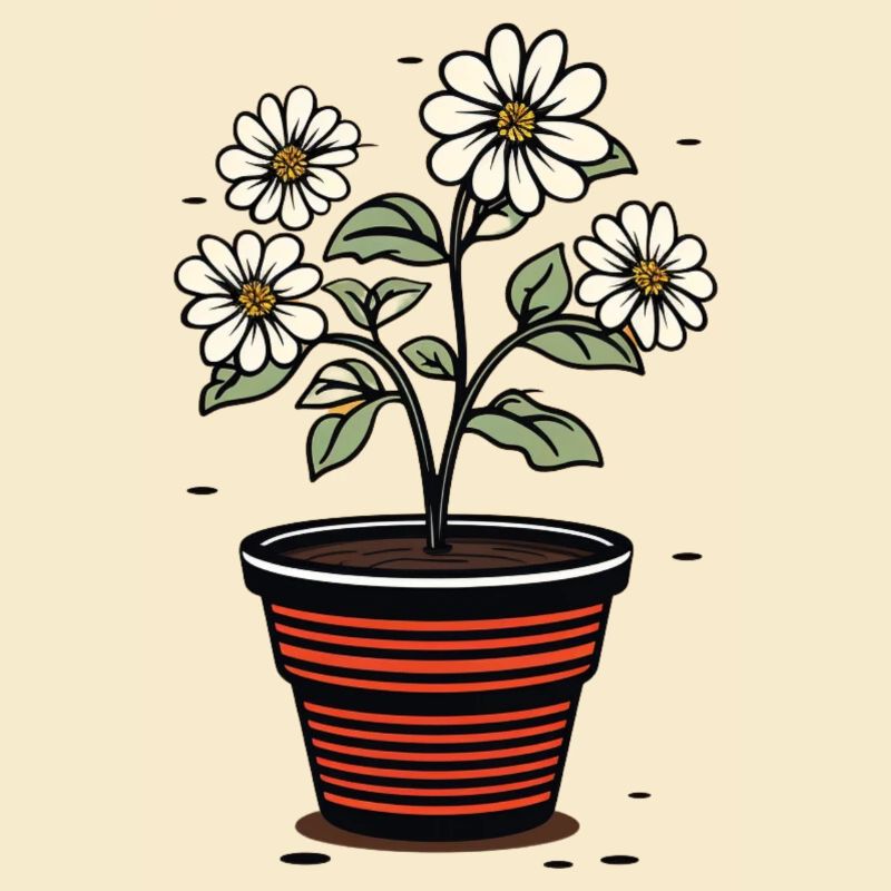 Pot de fleurs mignon style fleurs blanches