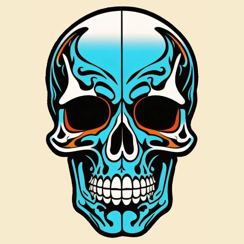Skull Head Blue Design