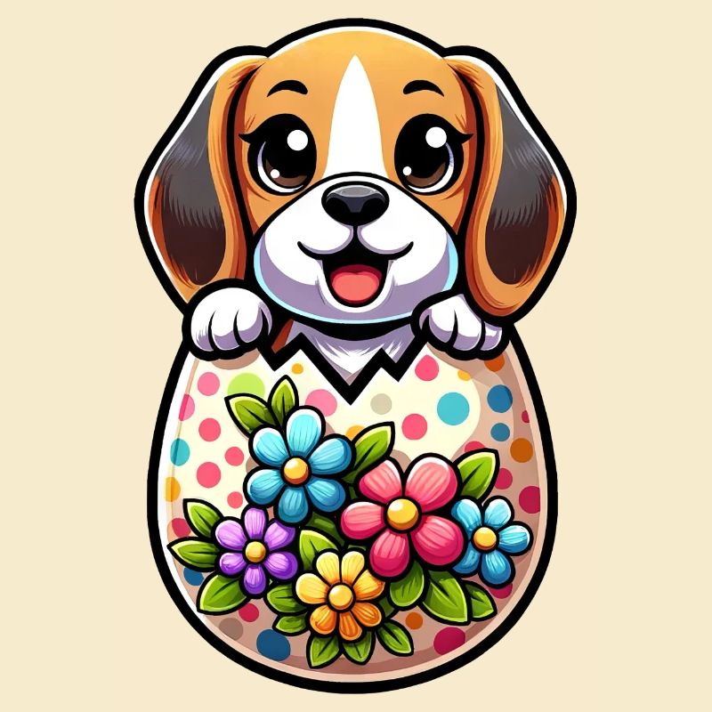Oeuf de Pâques coloré Beagle éclosion Design