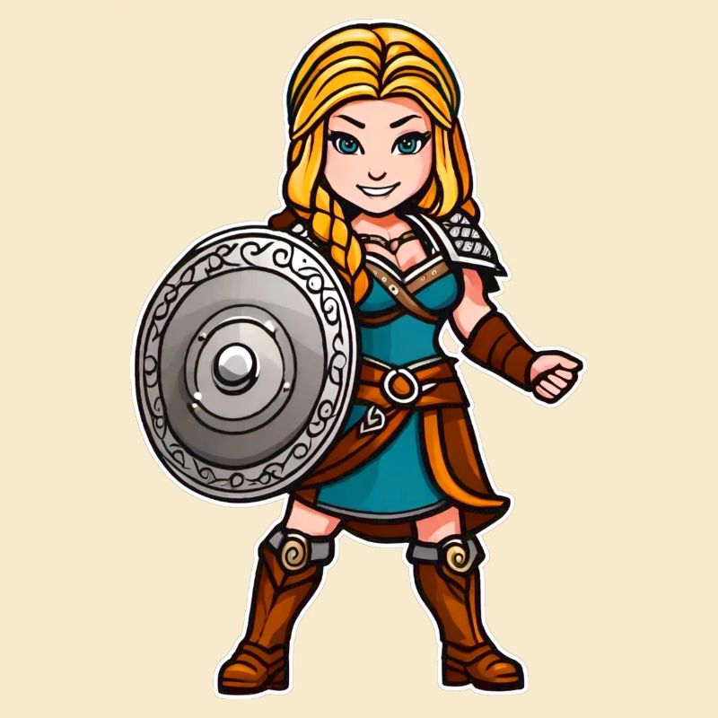 Stolze Wikingerin Germanin Schildmaid Comic Style