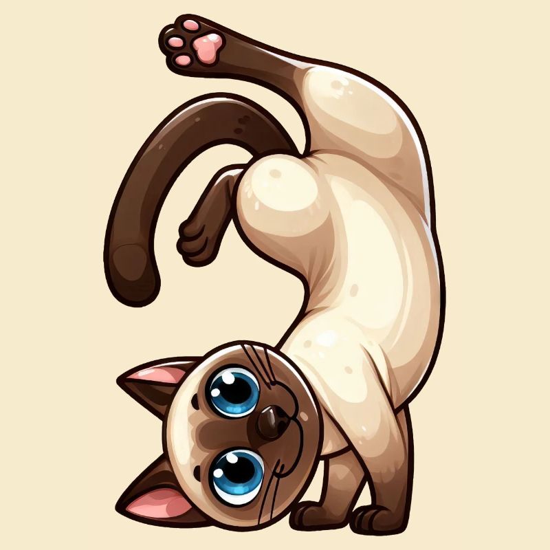 Funny Siamese Cat Handstand Trick Siamese