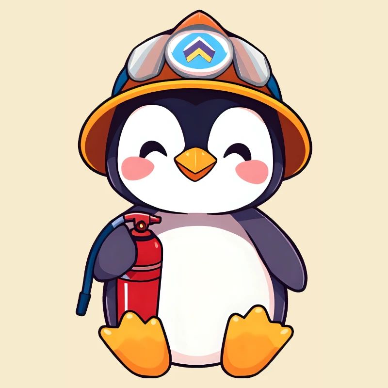 Vorbereiteter Pinguin-Brandschutz-Cartoon