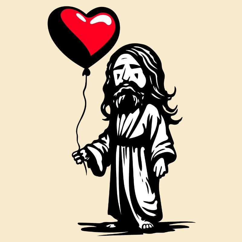 Jesus mit Herz Luftballon - Heartful Creatures