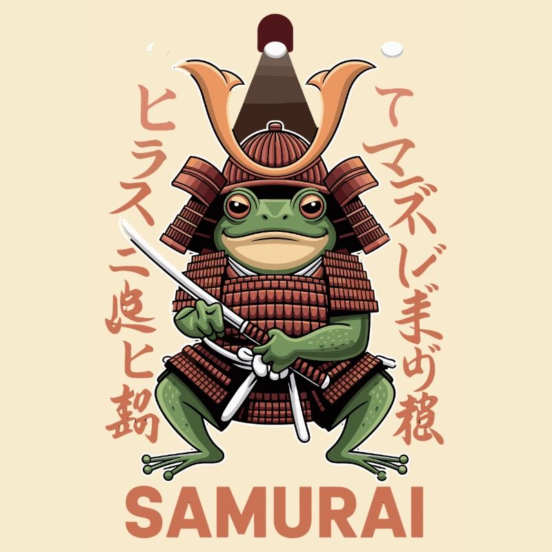  Samurai Frosch Krieger Illustration mit