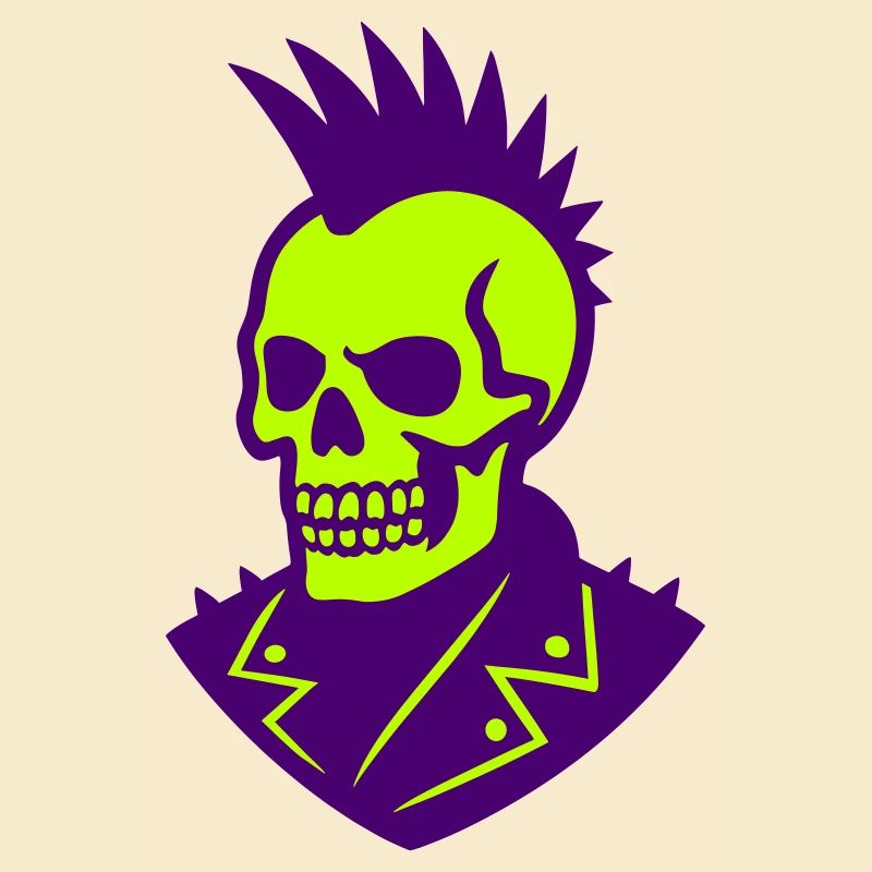 Punk Skull Illustration on Neon