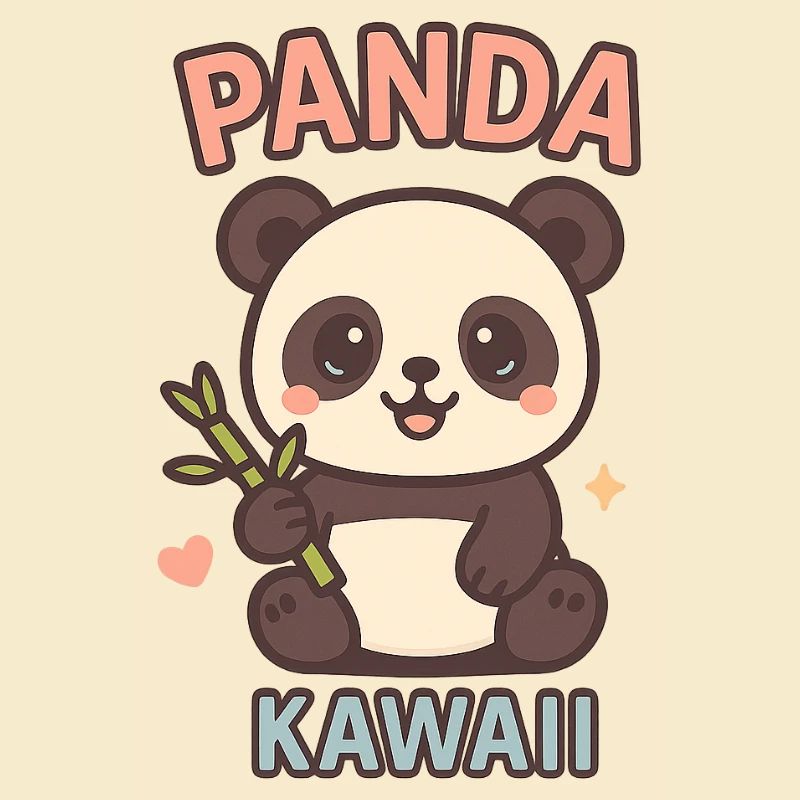 Panda Kawaii mit Bambus