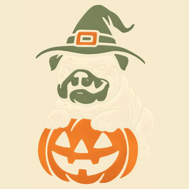 Pug Halloween Pumpkin Witch