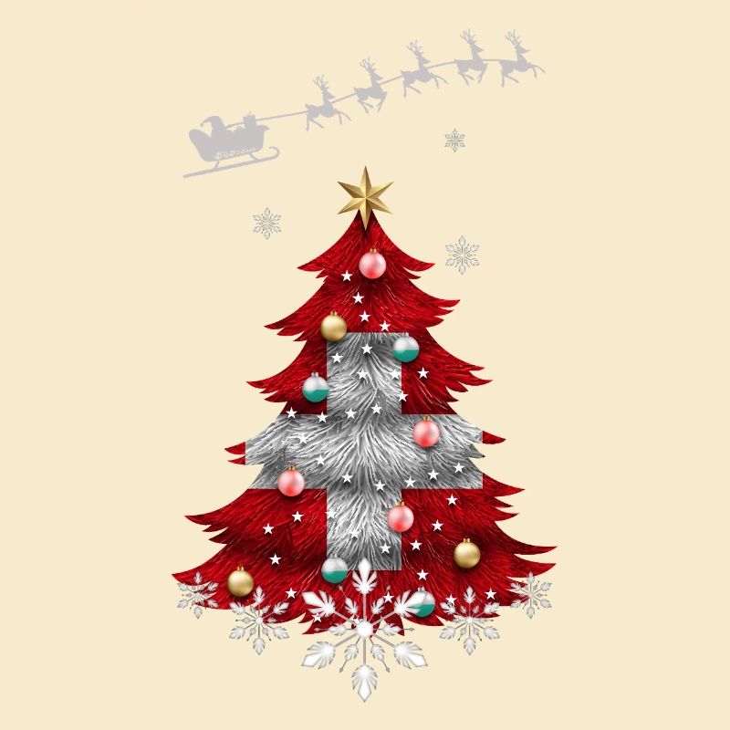 Weihnachtsbaum mit Schweizer Fahne