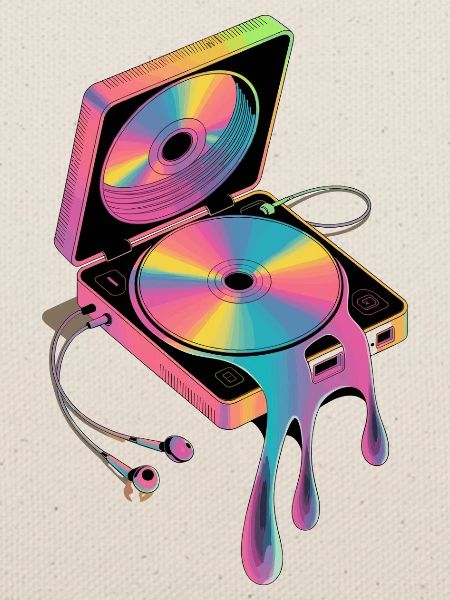 Retro Discman Psychedelic CD Player 90er