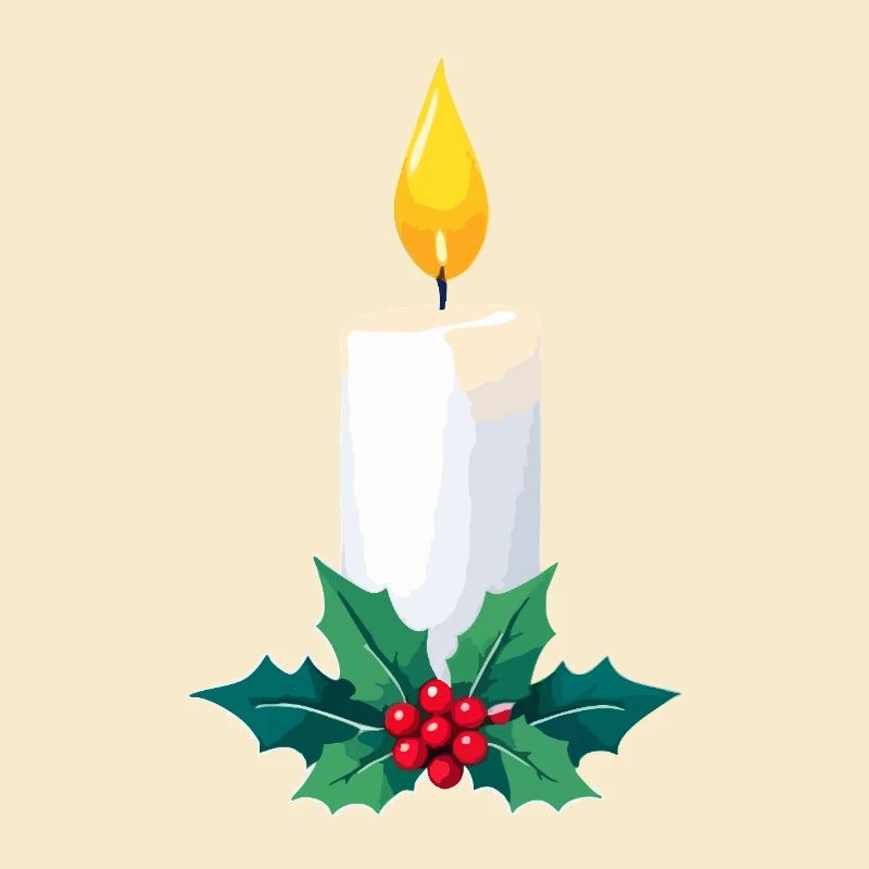 Weihnachtskerze & Stechpalme
