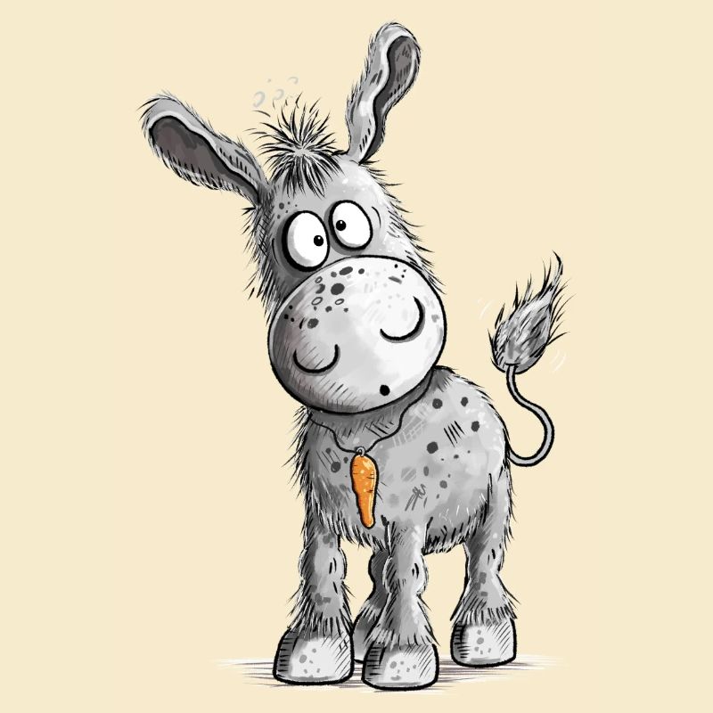 Dessin animé Âne à pendentif de carotte
