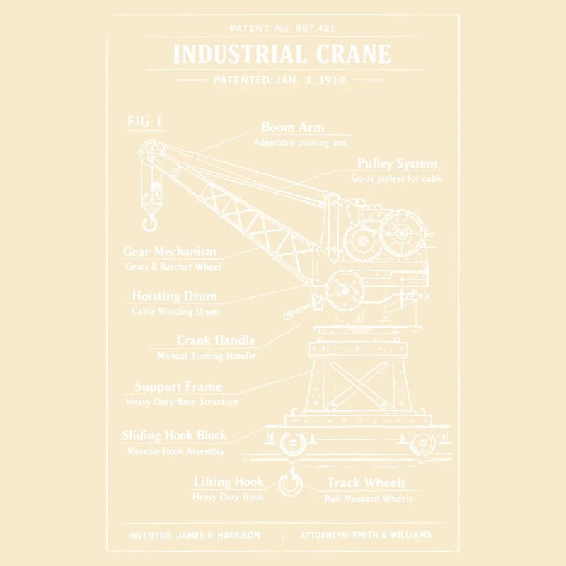 Conception des plans pour une grue industrielle