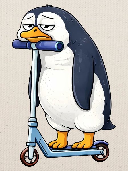 Süßer Pinguin Roller Scooter Einsam Langeweile