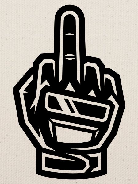 Mittelfinger Handschuh Schwarz Symbol