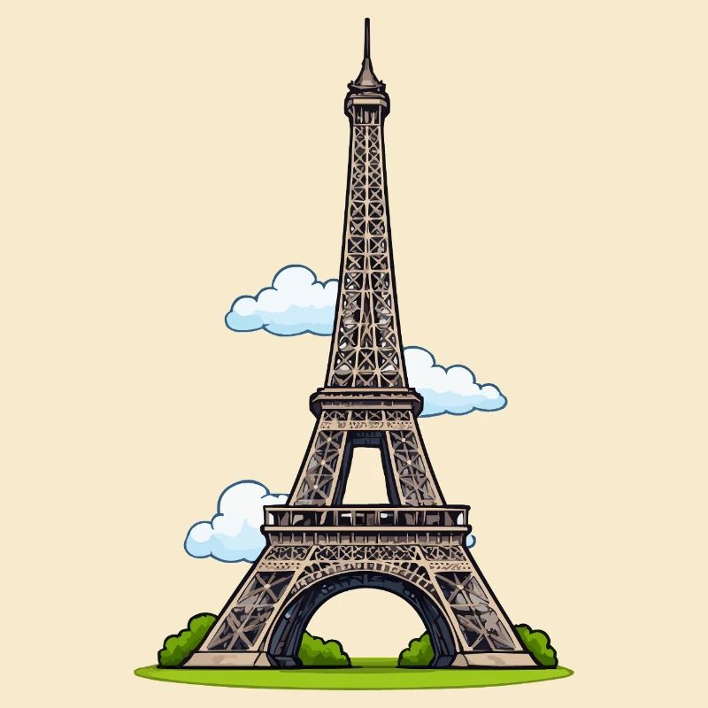 Tour Eiffel style dessin animé