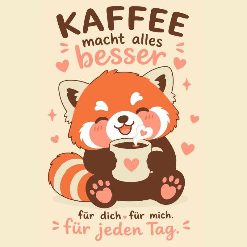 Roter Panda mit Kaffee