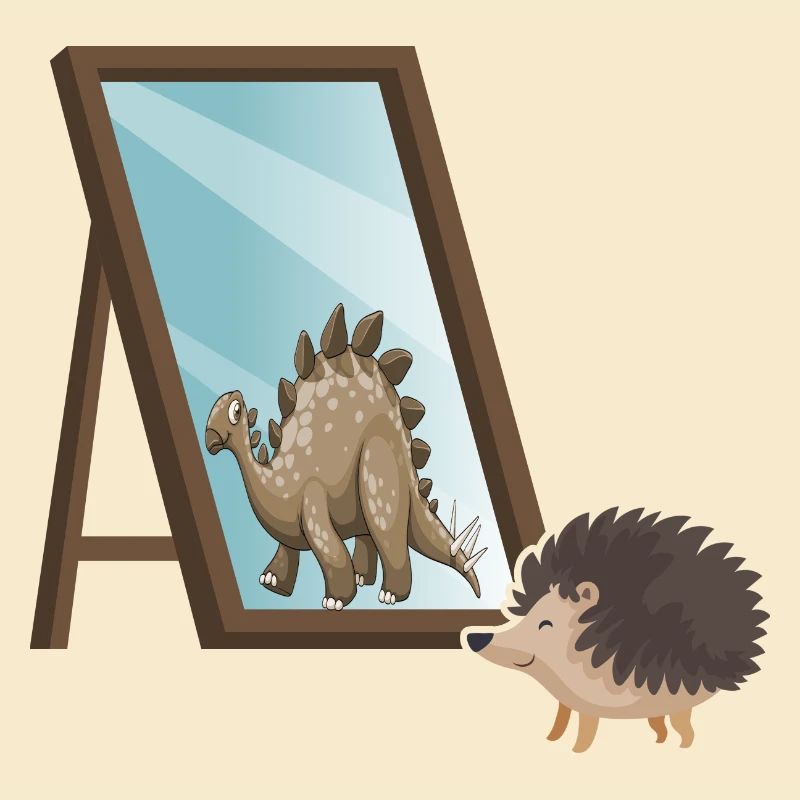 Autumn motivation hedgehog self-confident mirror image