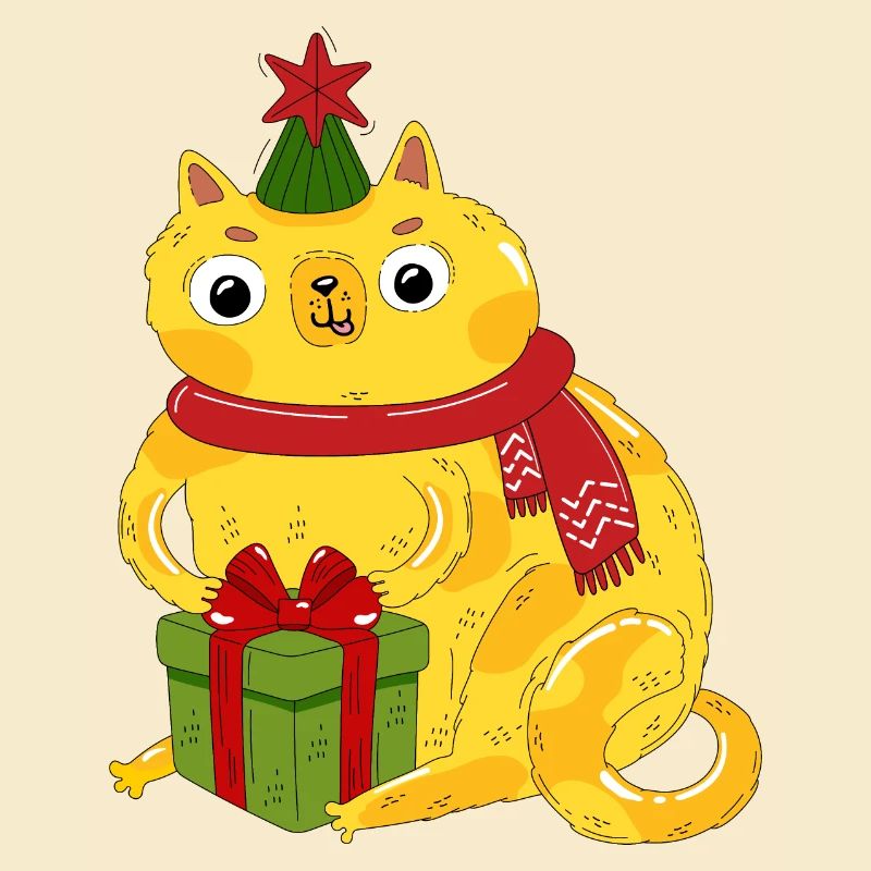 Chat et coffret cadeau